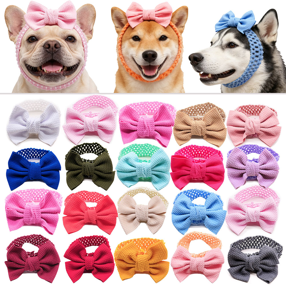 Pet Supplies Wholesale - 50PCS Dog Bows Elastic Bands Colorful