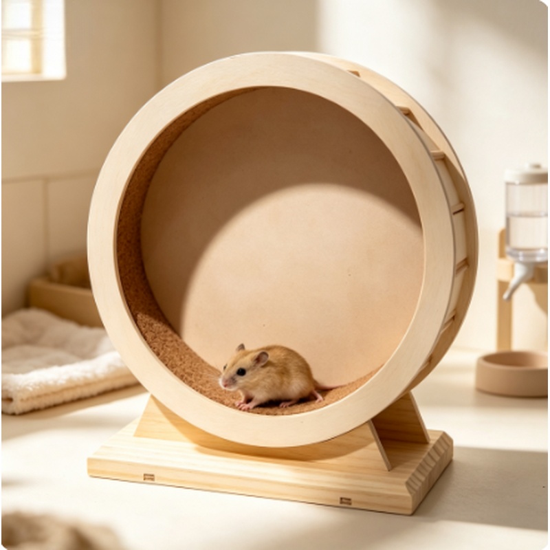 Hamster Cage Wheel - Mute Wooden Hamster Exercise Wheel With