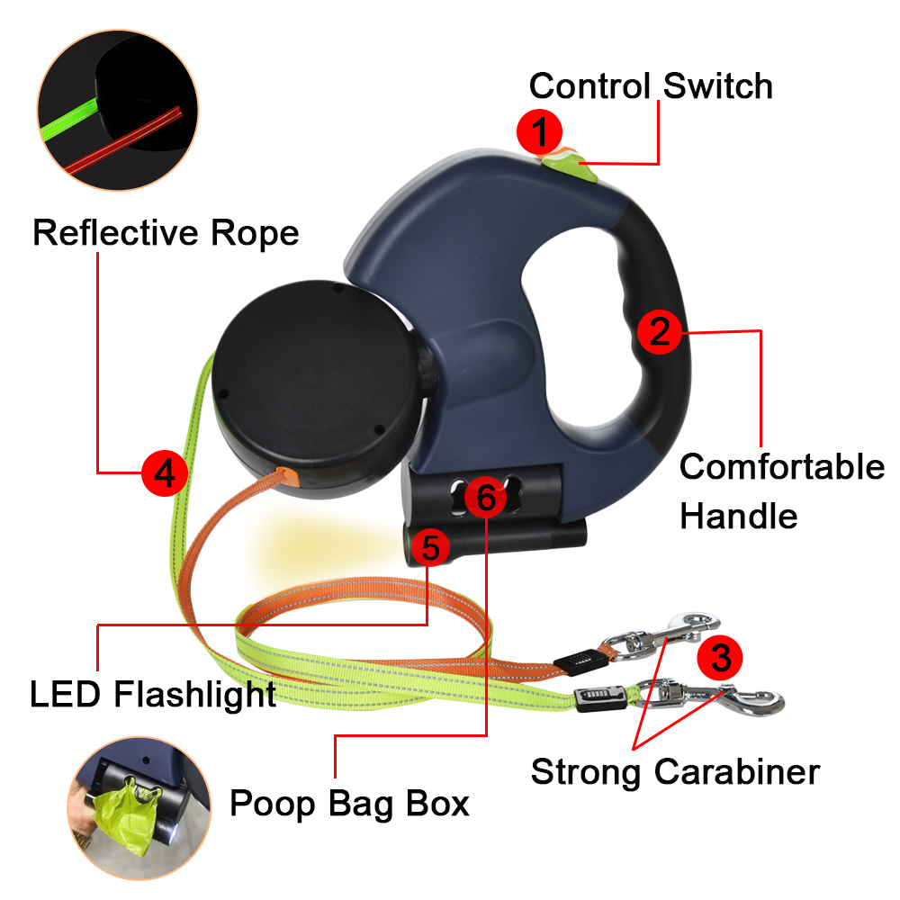 Dual Pet Leash for 2 Dogs Retr - Retractable Dog Leash recension och pris